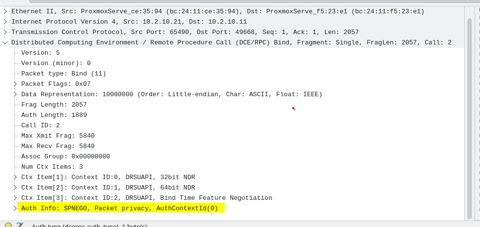 BIND d’une interface légitime : authentification (ex. SPNEGO)